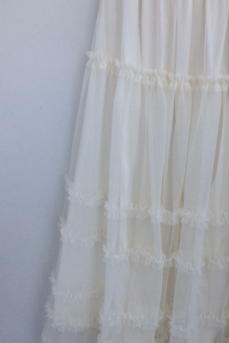 Cloud chiffon frill long skirt
