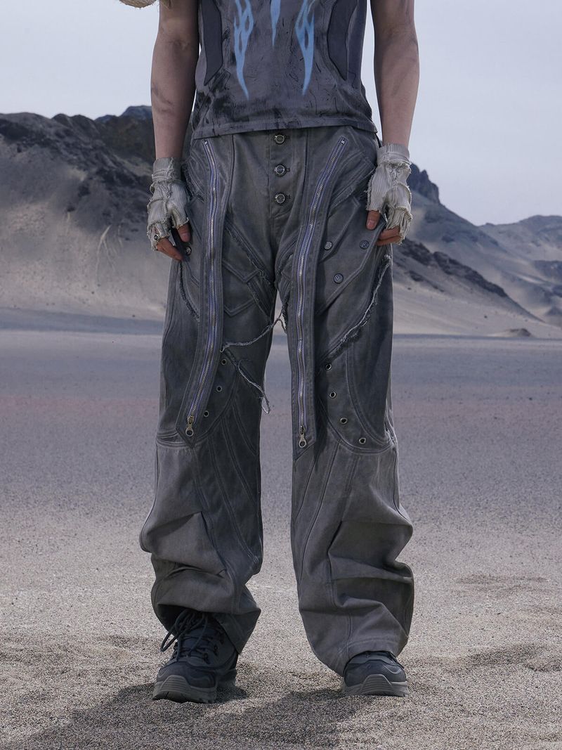 PERSONSOUL（パーソンソール）の「SPLIT DECONSTRUCTED GRAY CARGO PANTS（Pants）」