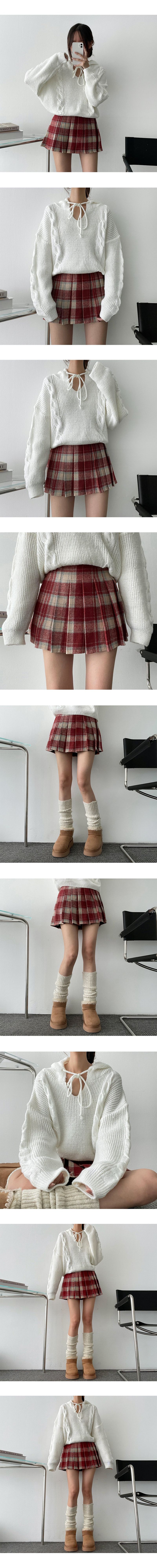 Cha Cha woolen check tennis skirt