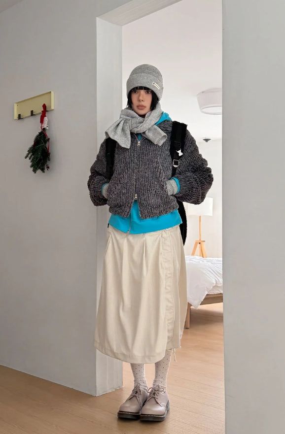 CORDUROY BUCKLE WRAP SKIRT
