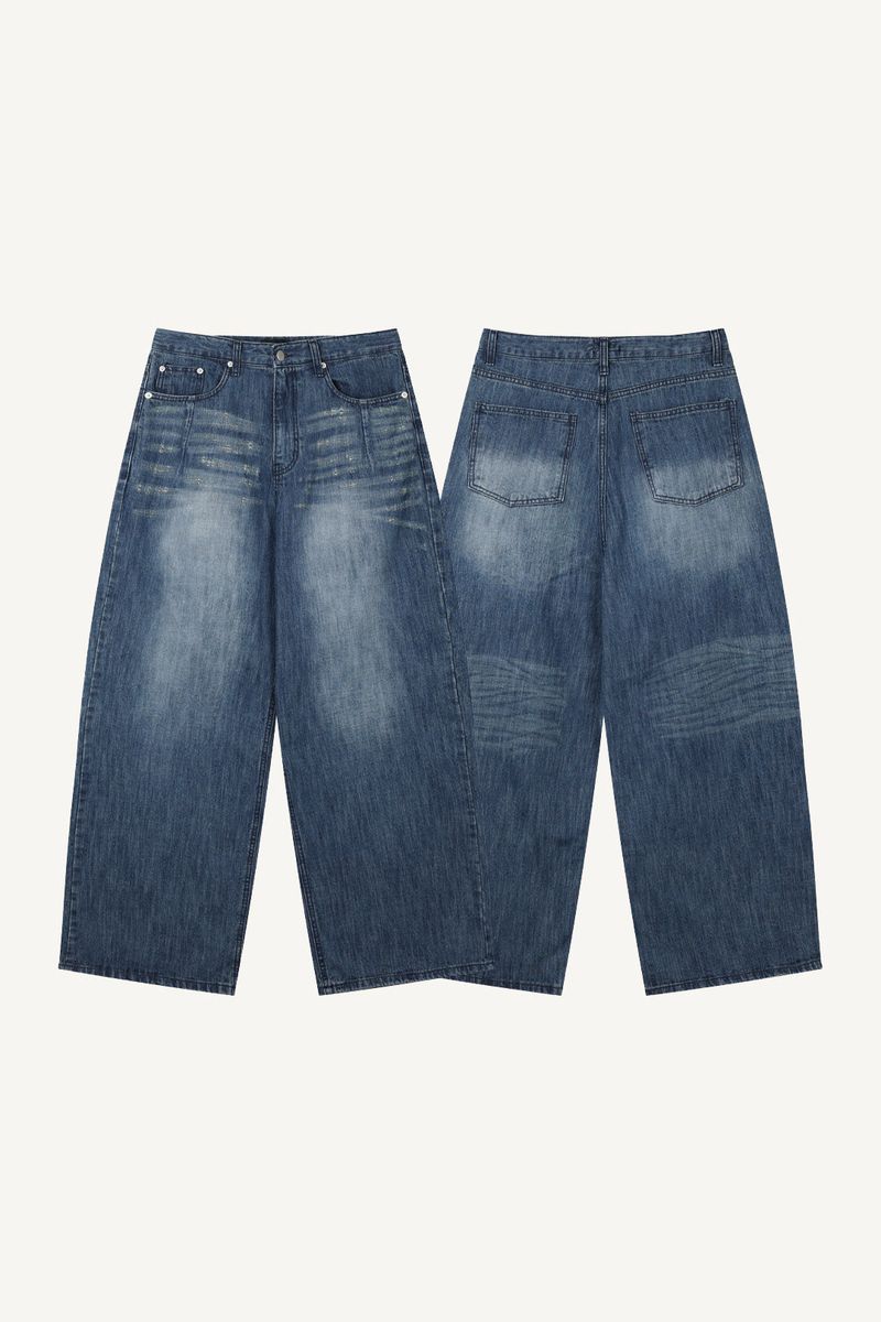 Brushed Slub Wide Denim Pants