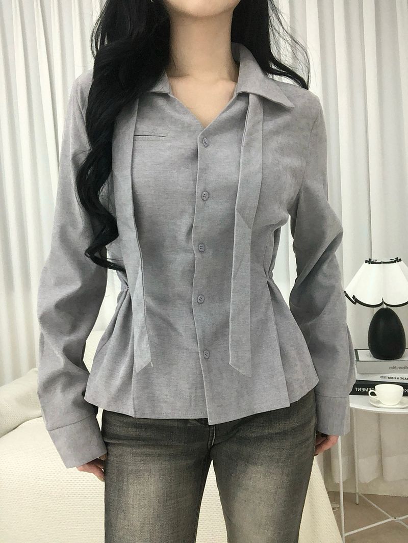 Dual Tie Pintuck Line Shirt