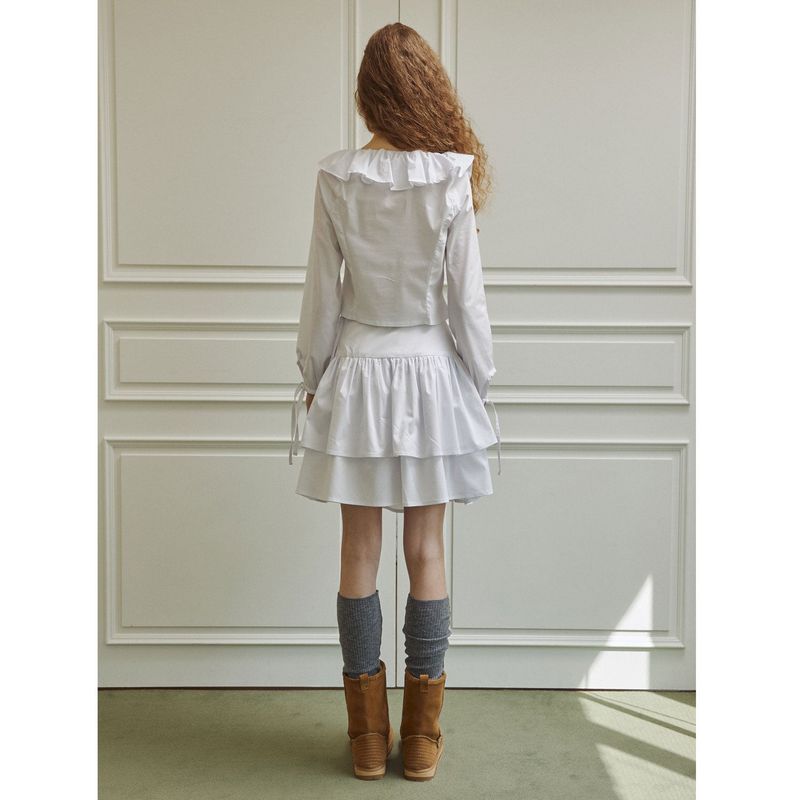 Droplet ruffle skirt (white)