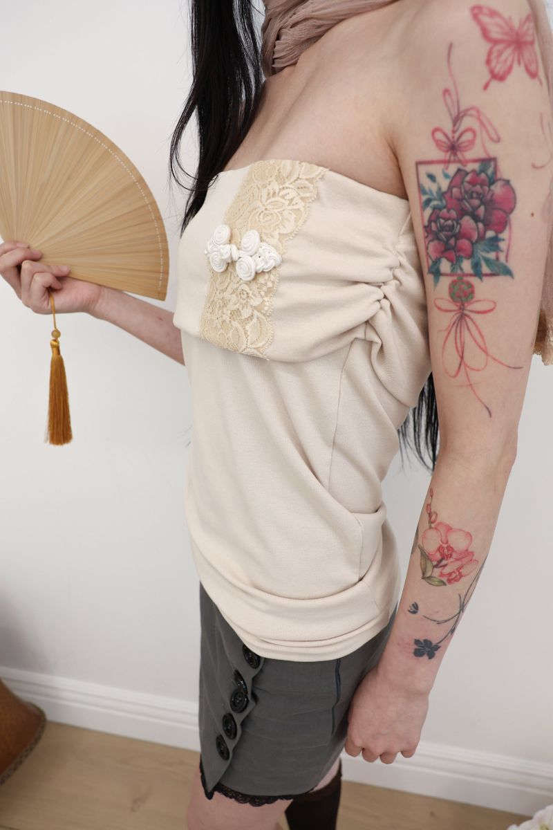 [香] Belle Lace Midi Skirt (3-way) (Beige)