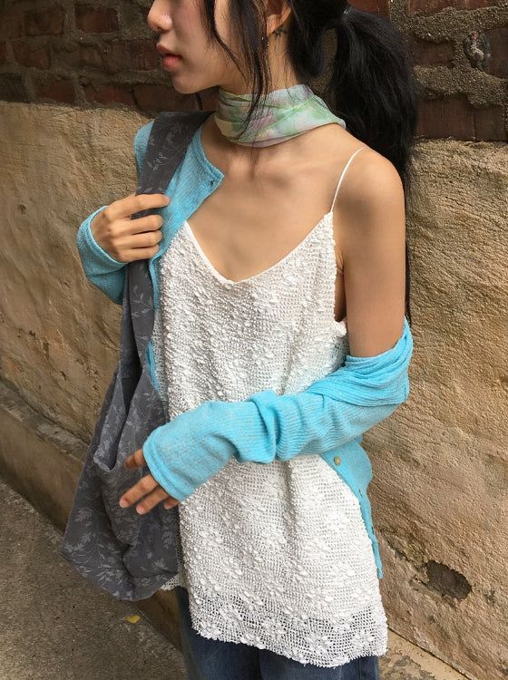 Foreri Punching Lace Layered Strap Sleeveless Mini One Piece