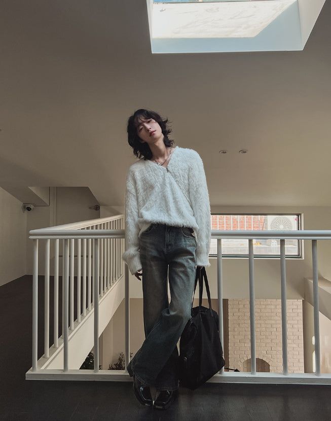 Growing cat washed bootcut denim