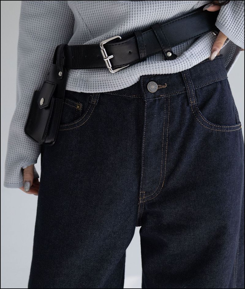 Davit ballon curved raw denim pants