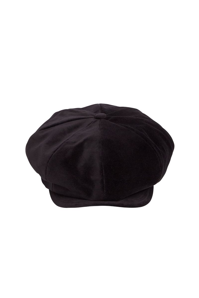 VELVET NEWSBOY CAP / BLACK