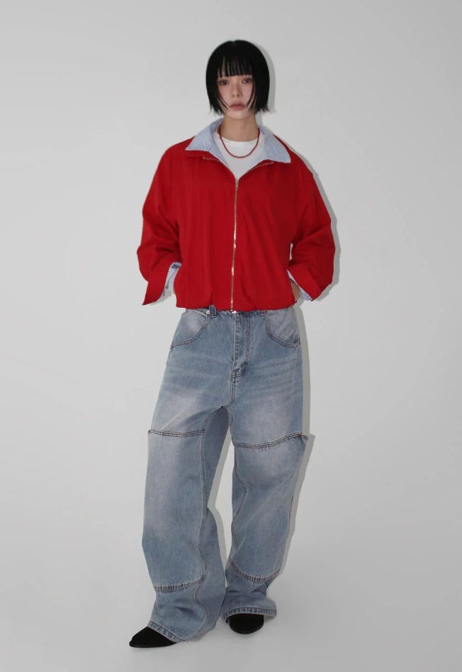 STRIPE COLLAR LAYERED JUMPER