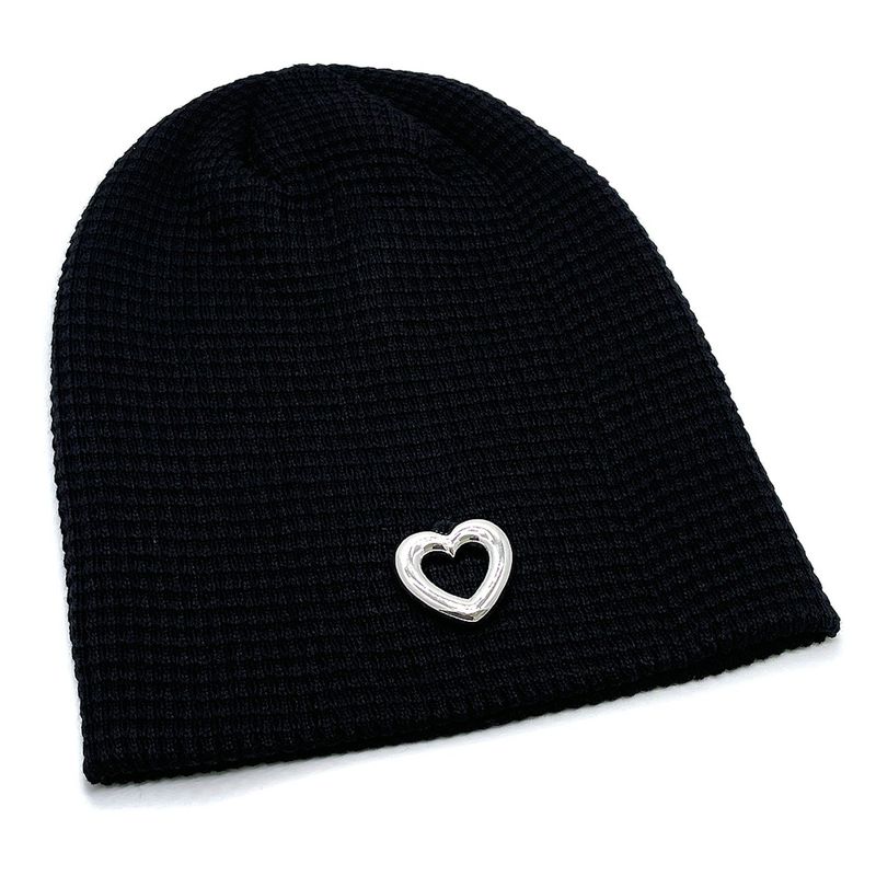 Heart Summer Knit Beanie [Black]