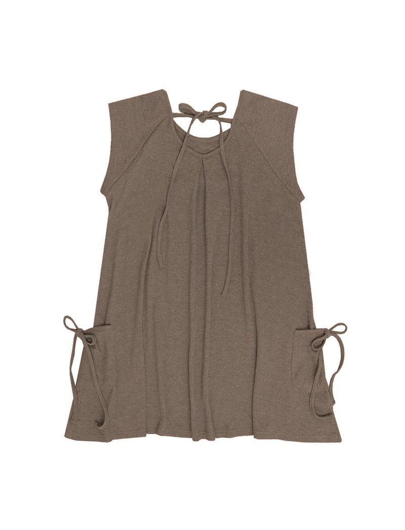 Pintuck waffle flare dress  / beige