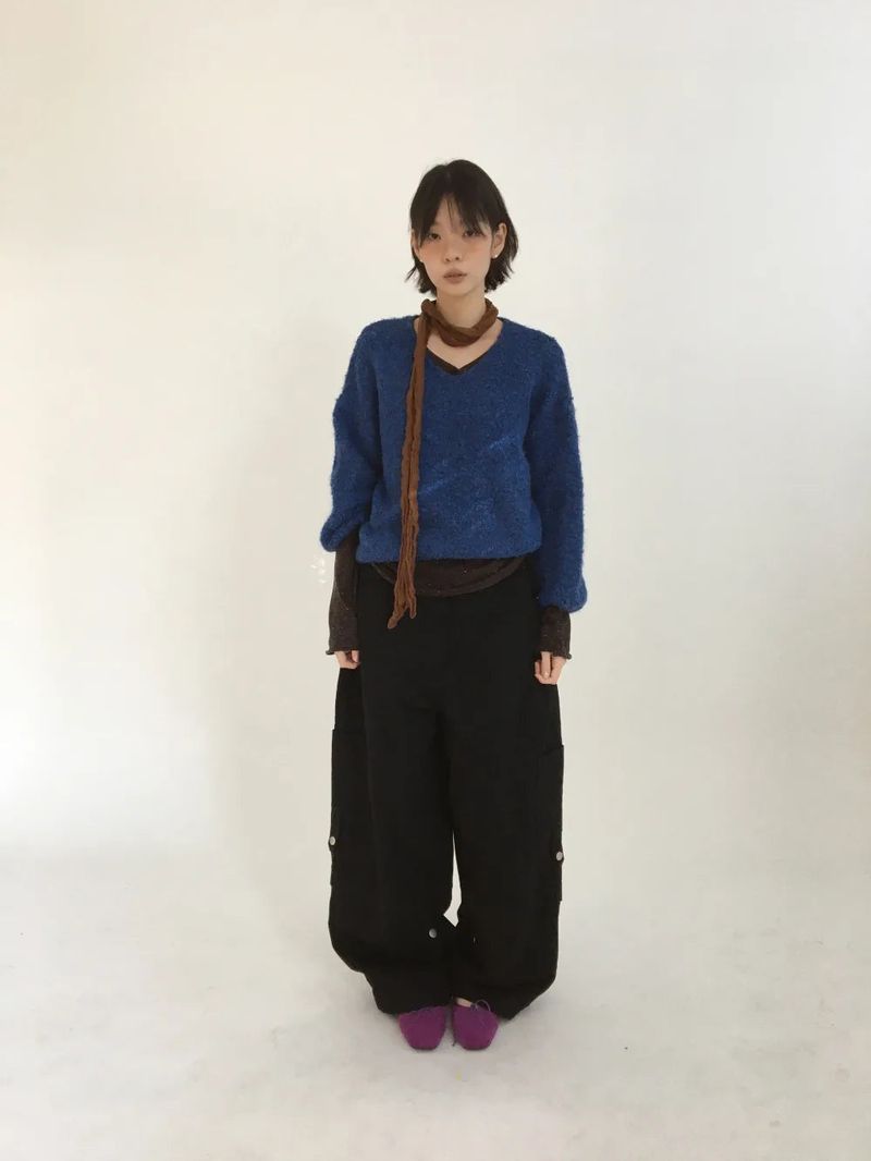 Ripi Side Button Knit+Scarf (4color)