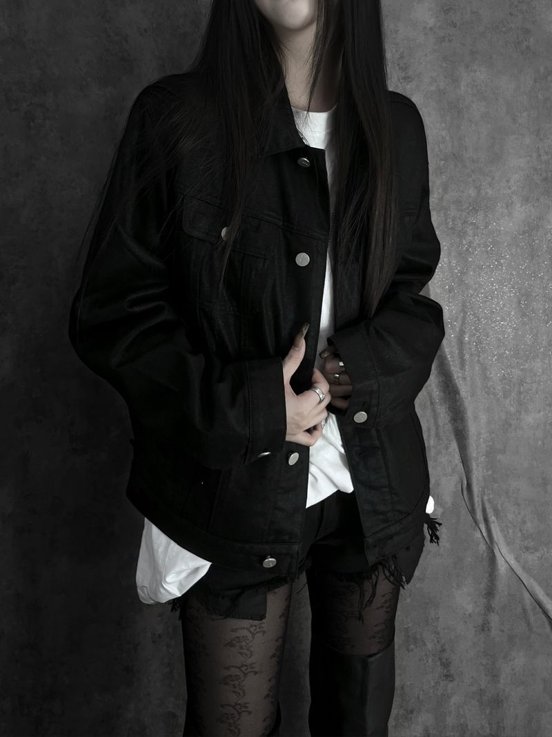 coated denim trucker jacket (unisex)
