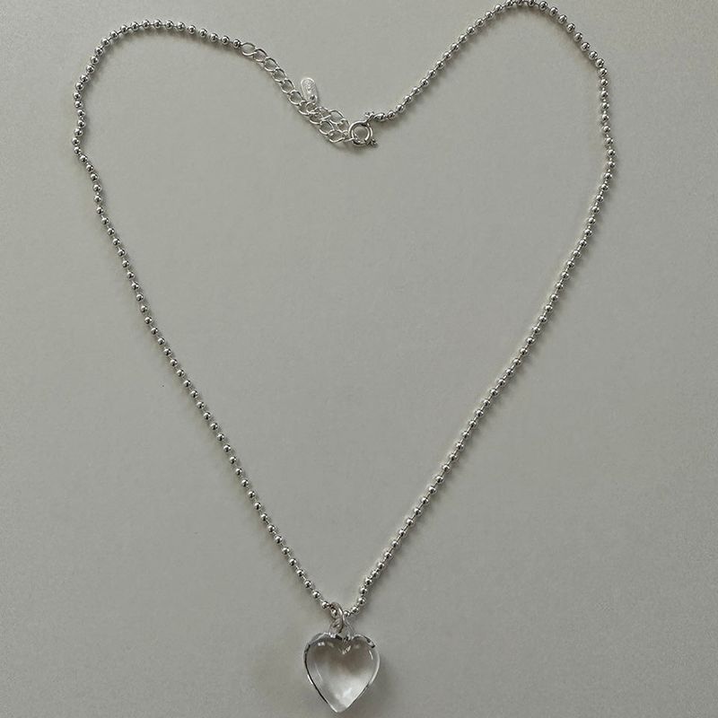 [92.5silver] Clear heart necklace