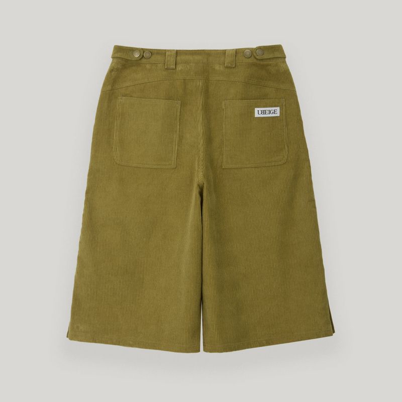 Olive Corduroy Snap Bermuda Pants