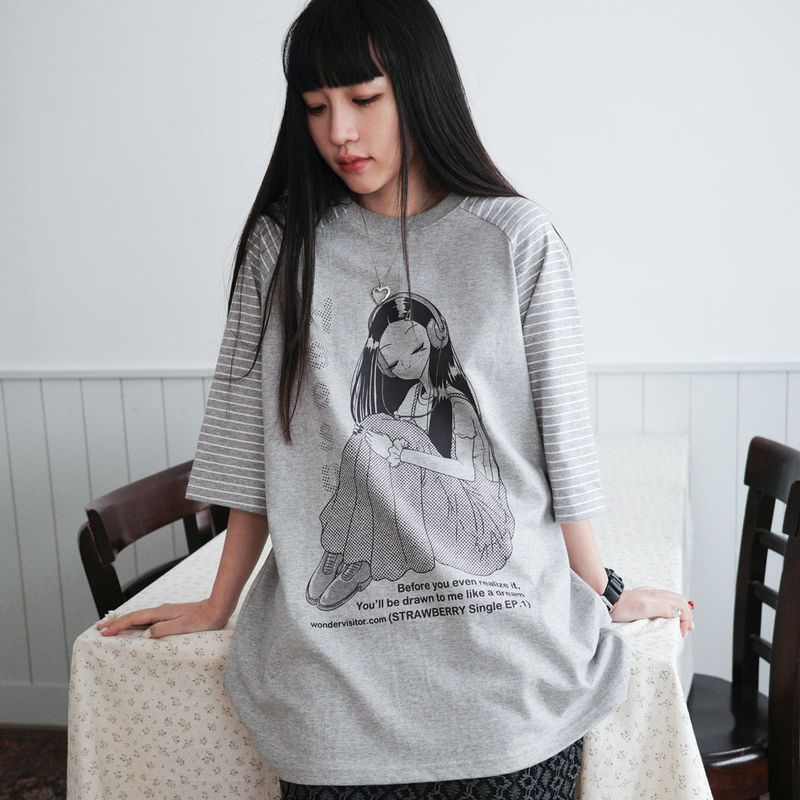 HEESU Overfit Raglan T-shirt [Melange grey]
