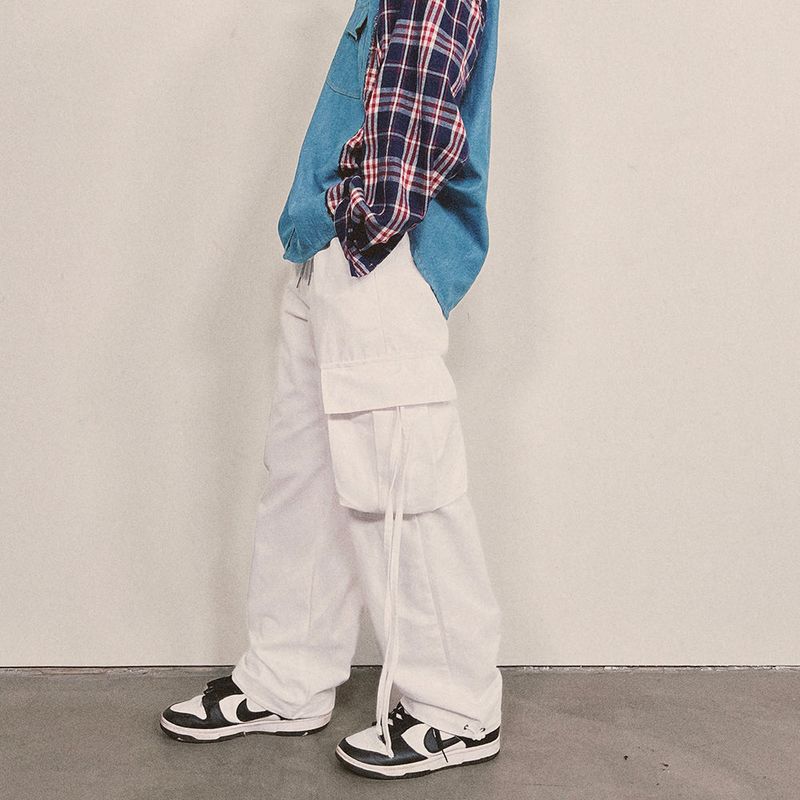 strap elastic pants_white