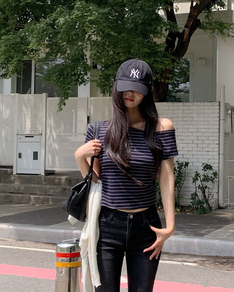 LUK stripe unbalanced T‑shirt