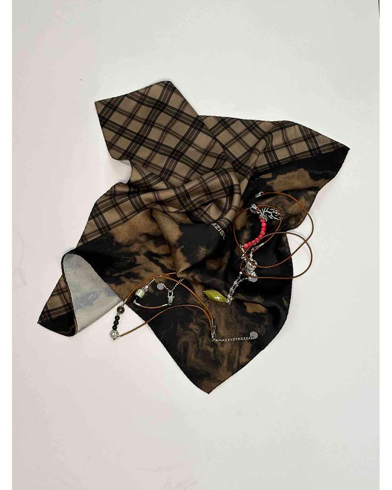 Half&Half Plaid Mini Scarf 45 _ BEIGE