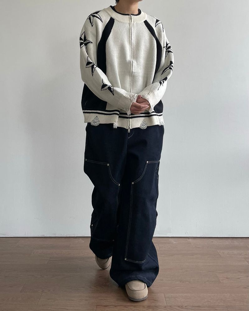 Road napping denim pants