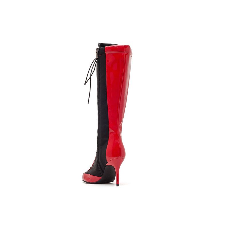 Boxing Two-Tone Lace-Up Boots Heel(Red)