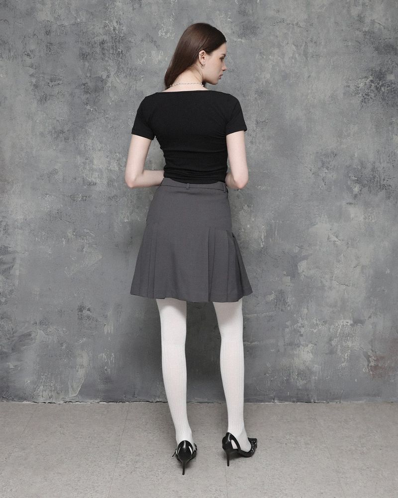 Pleated Skirt Charcoal