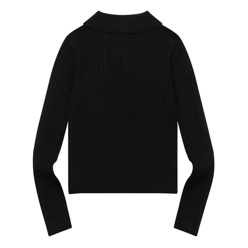 LEMELO COLLAR-NECK BUTTON CROP KNIT (3COLOR)