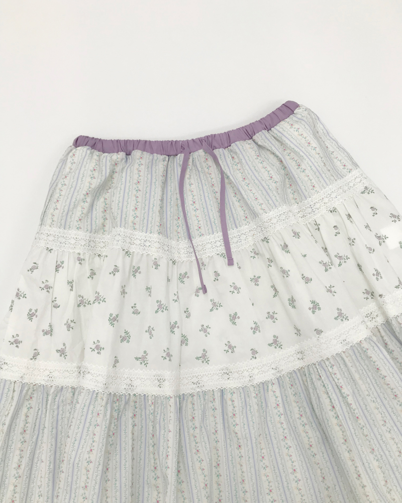 YWD COLOR-BLOCK FLORAL SKIRT (2color)