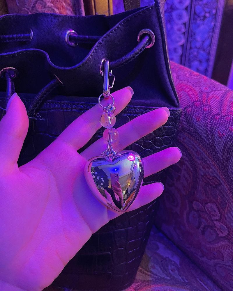 Pierced plumpy heart keychain