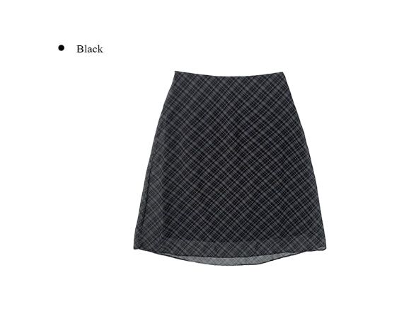 Conse Chiffon Check Midi Skirt