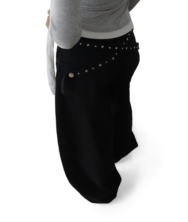 Zelda Studded Strap-Detail Cotton Pants