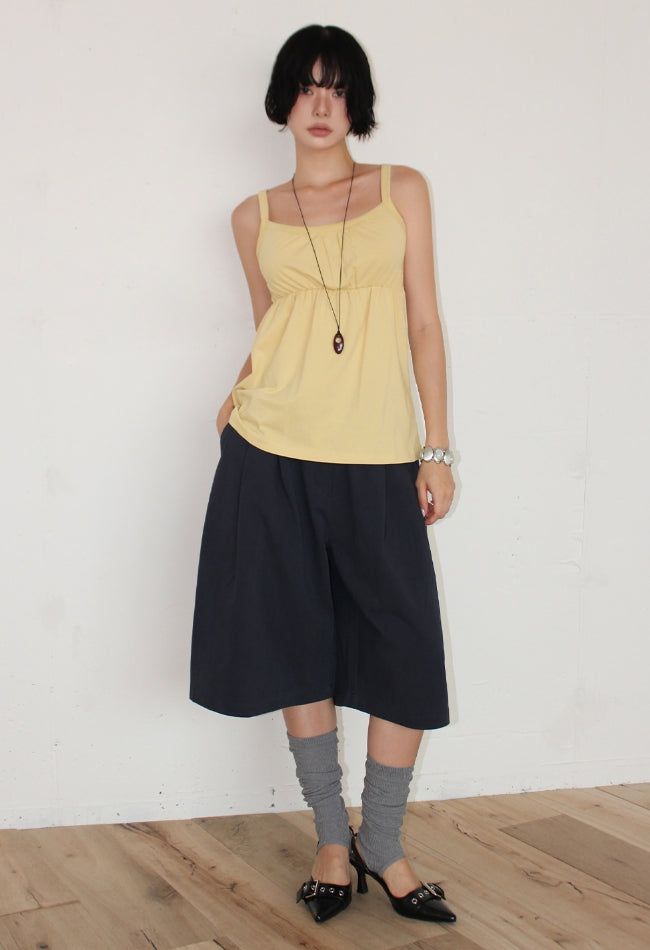 SHIRRING FLARE SLEEVELESS