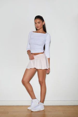 Soft boat neck tee - white