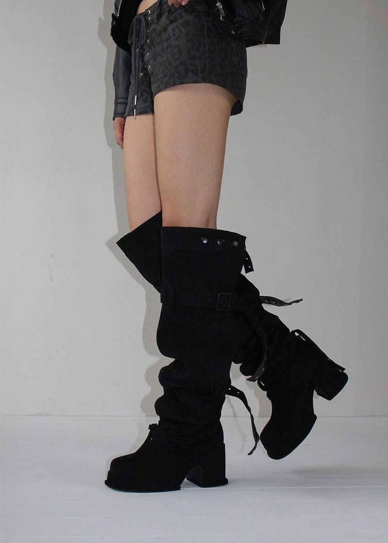 BUCKLE THIGH HIGH BOOTS