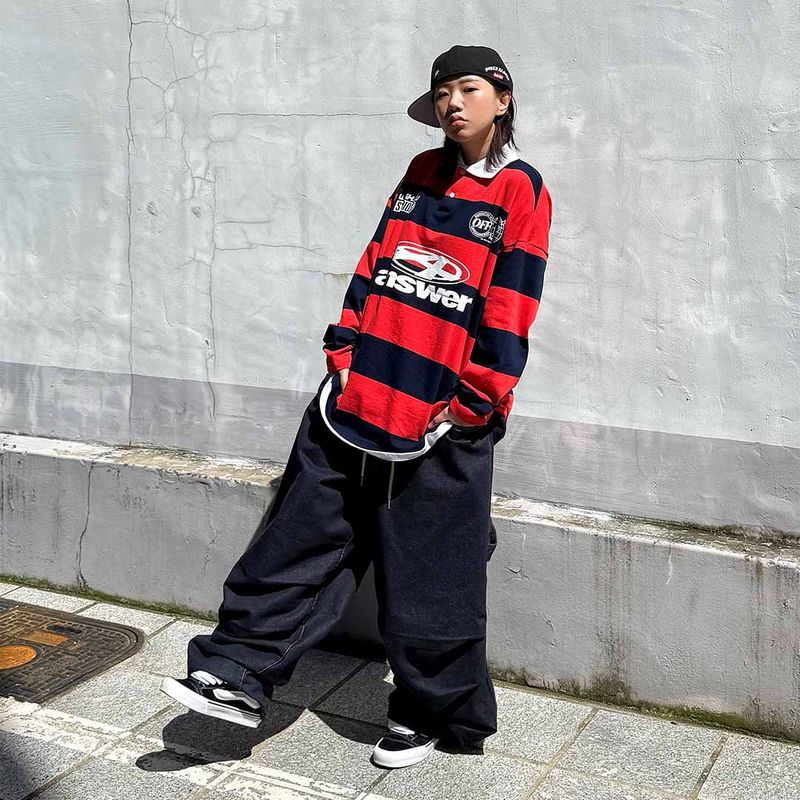 Oversized Old-School Stripe Polo Shirt