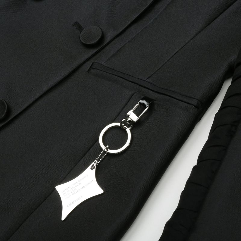 WOOL-SILK DOUBLE BREASTED JACKET WITH METAL TAG
