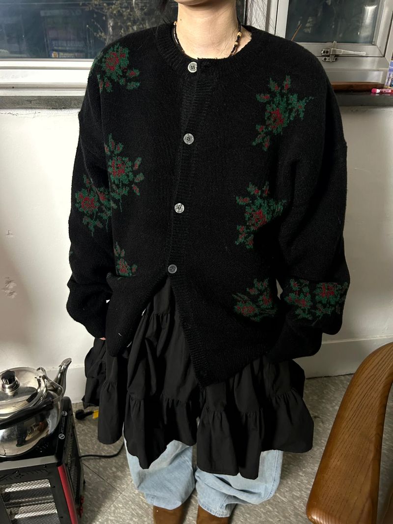 (2color) flower cardigan
