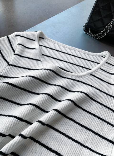 Loop Slim Striped Short Sleeve Knit / 1 colors