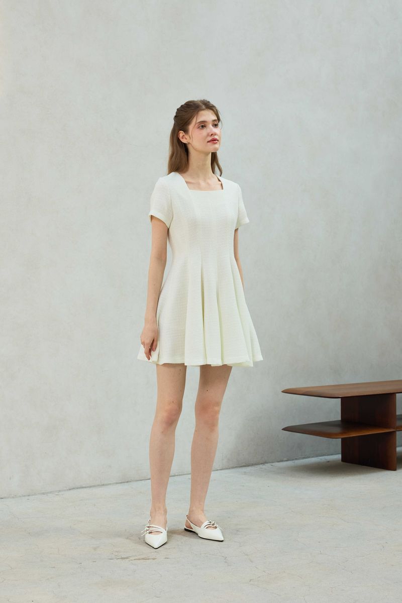 LANI TWEED DRESS / WHITE