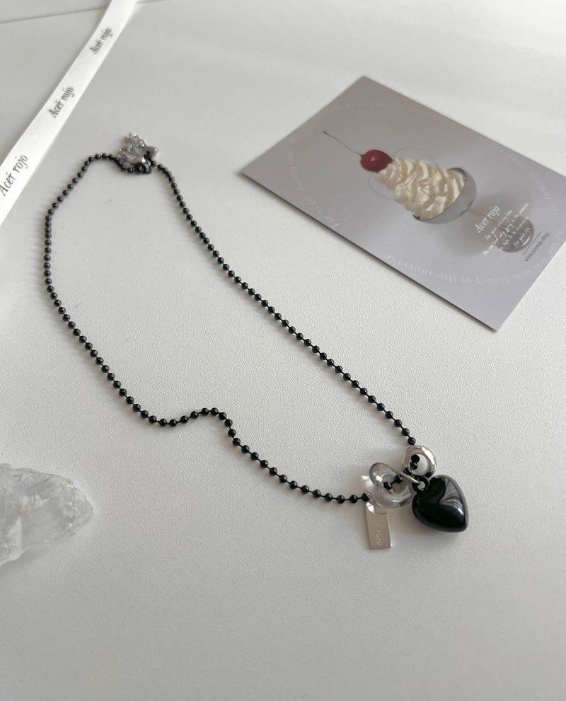 blo black chic stainless steel bold heart county line layered long necklace