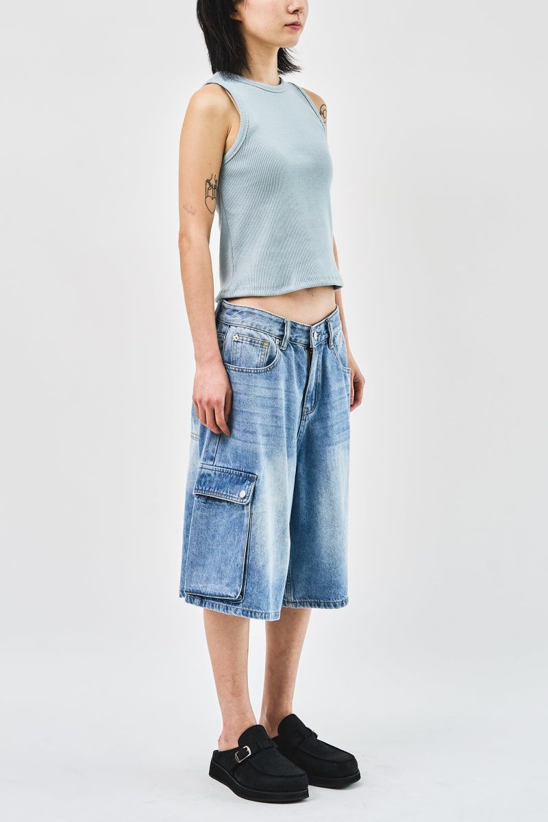 Baek Denim Cargo Bermuda (2color)