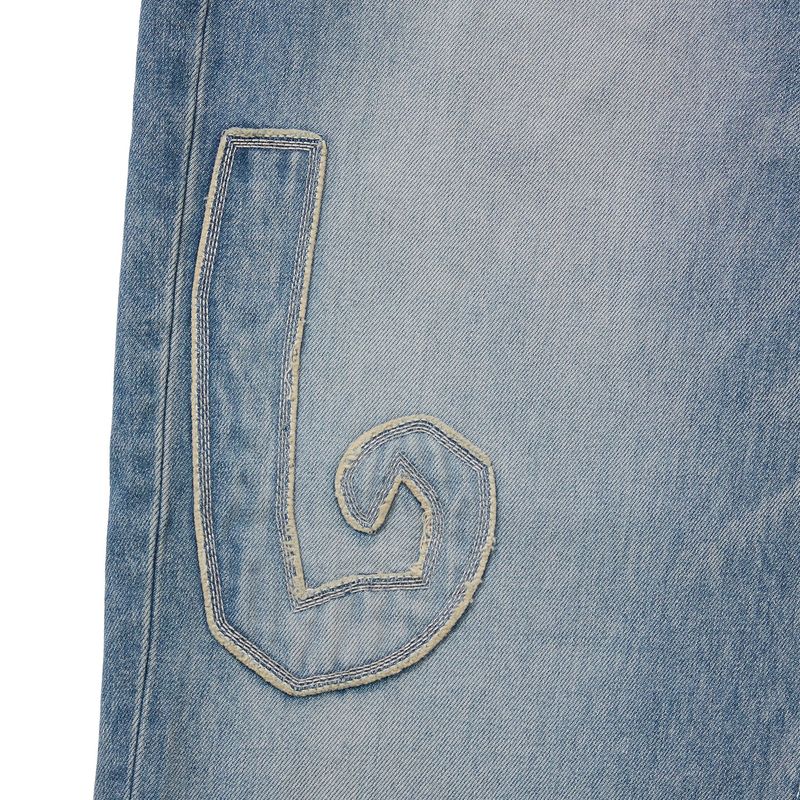 Fray patch denim Pants / Light blue