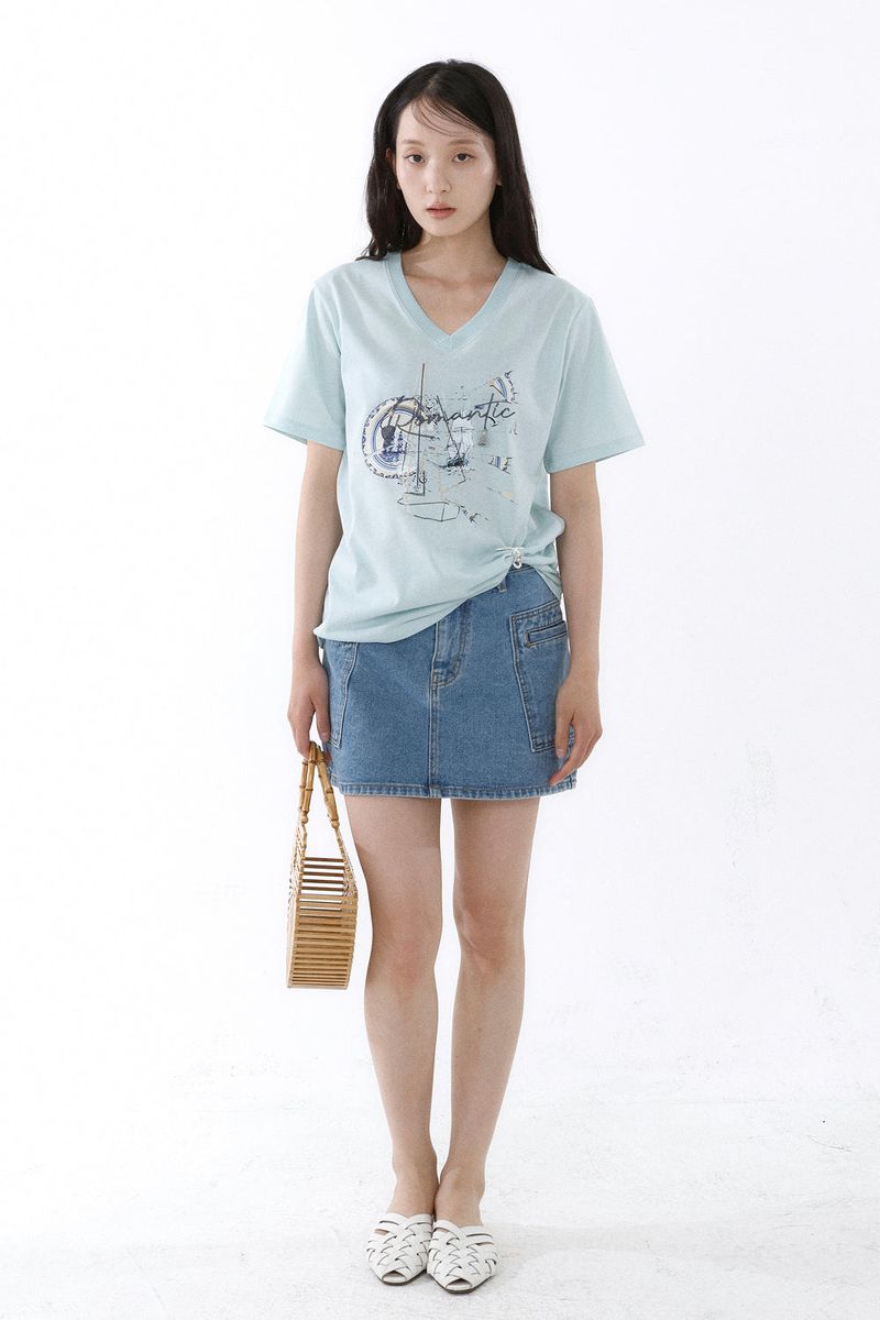 GALAXY V-NECK T-SHIRT_ICE MINT