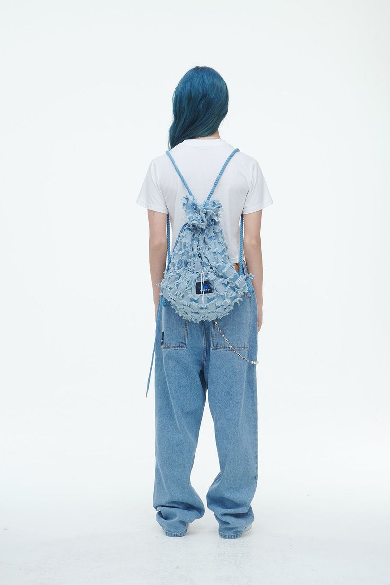 Checkerboard Denim Vagabond Bag Light Blue