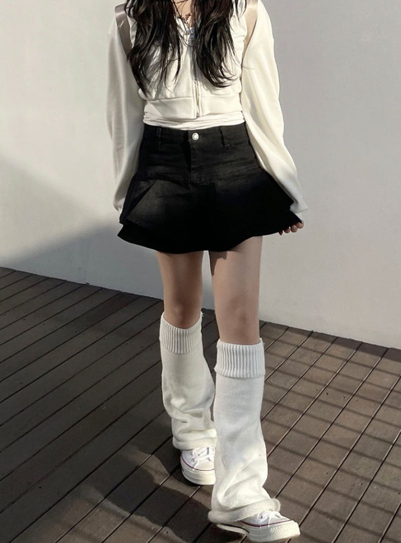 Dark Blue Denim Cancan Mini Skirt