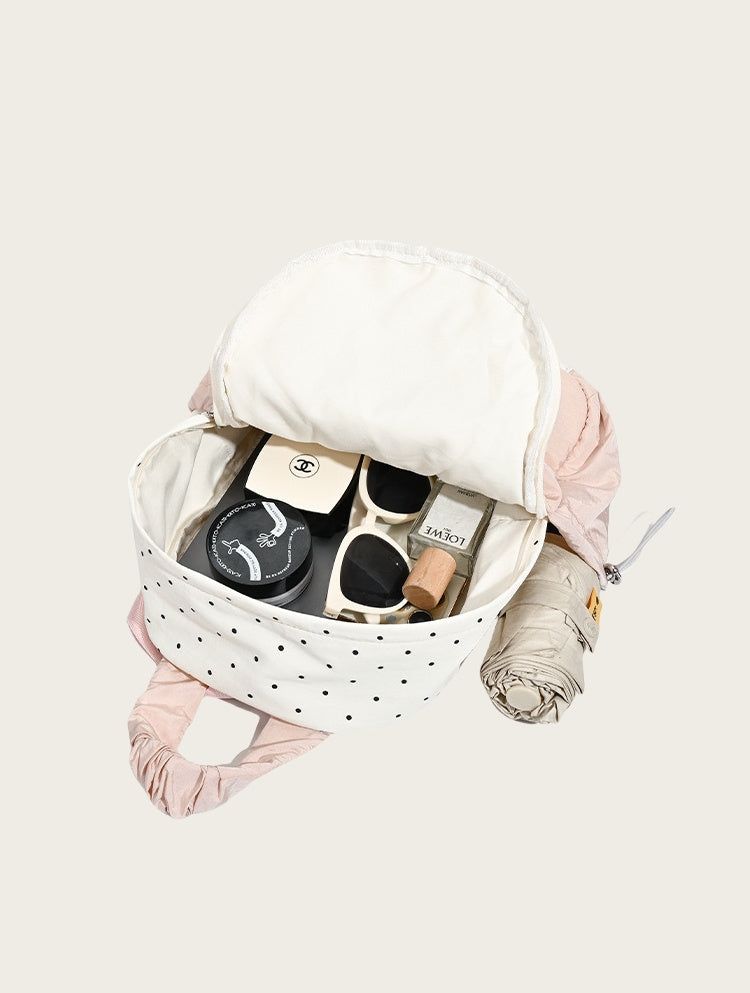 Ribbon Polka Dot Canvas Backpack – Cute College & Commuter Bag