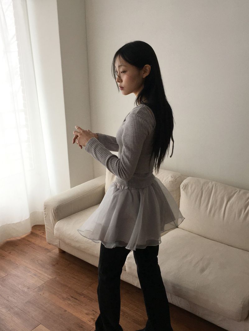 Weil organza layered flare miniskirt