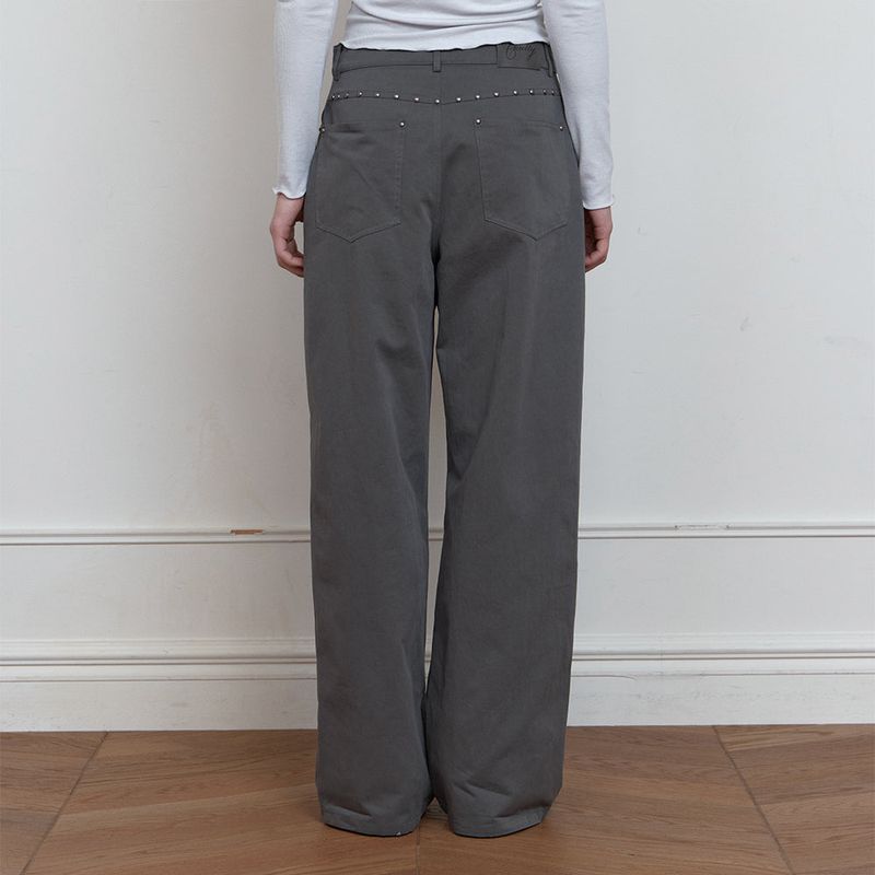 C STUDDED WIDE CHINO PANTS_CHARCOAL