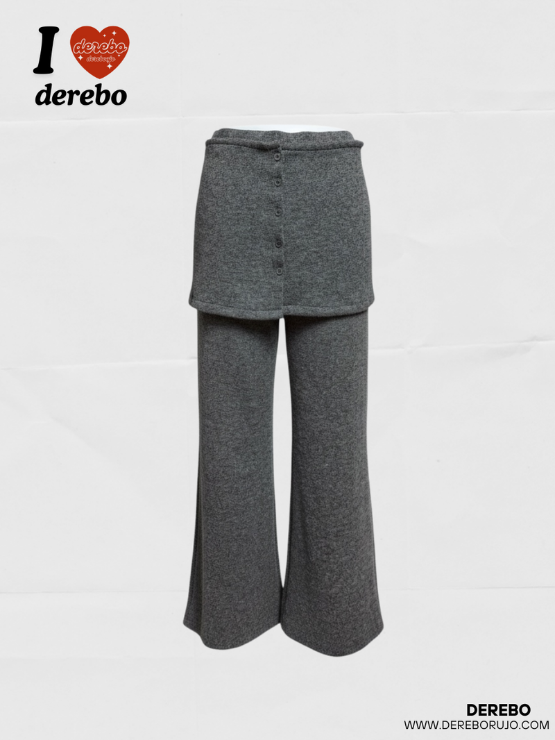 Layered skirt long knit pants