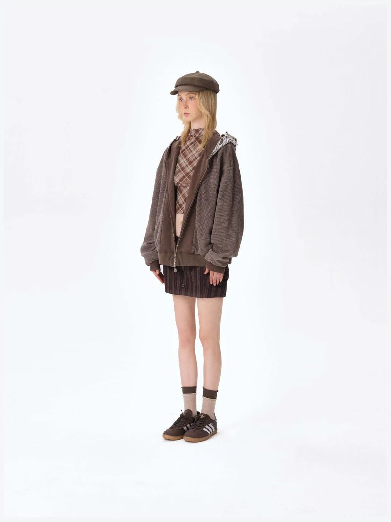 13DE MARZO Bear Cash Zipper Hoodie Brown